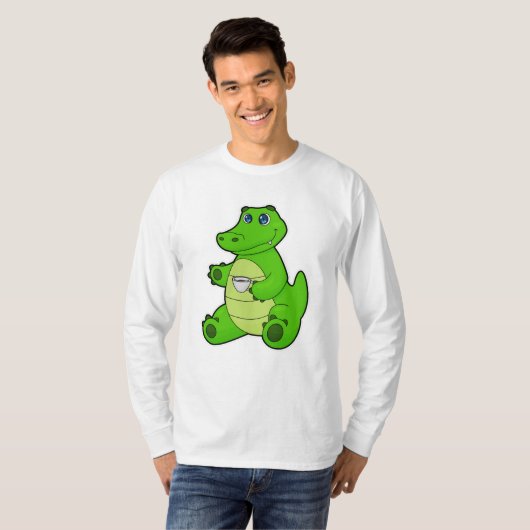 T-shirt Crocodile with Cup of Coffee (Devant entier)