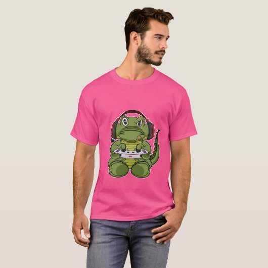 T-shirt Crocodile With Gaming Controller I Funny Gaming I  (Devant entier)