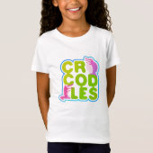 T-Shirt Crocodiles avec deux crocs heureux - lettres verte (Devant)