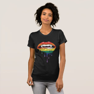 T-shirt Crocs de Vampire Dégoulinants de Lèvres Arc-en-Cie
