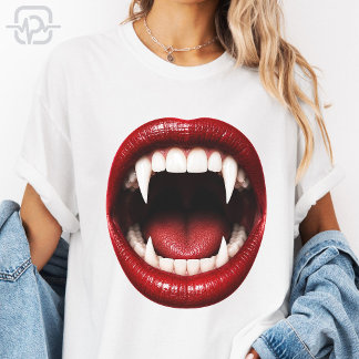 T-shirt Crocs de Vampire Lèvres Rouges Bouche Ouverte Hall