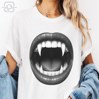 T-shirt Crocs de vampire noir et blanc gothique Halloween