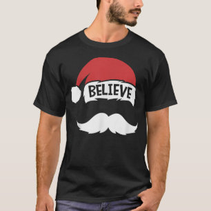 T-shirt Croire Citation Sur Santa Hat Mustache Famille Réu