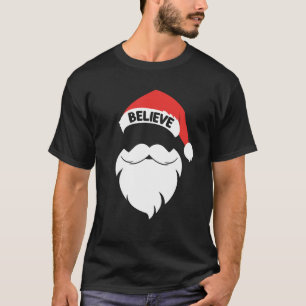 T-shirt Croire Citation Sur Santa Hat Mustache Famille Réu