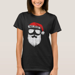 T-shirt Croire Citation Sur Santa Hat Mustache Famille Réu