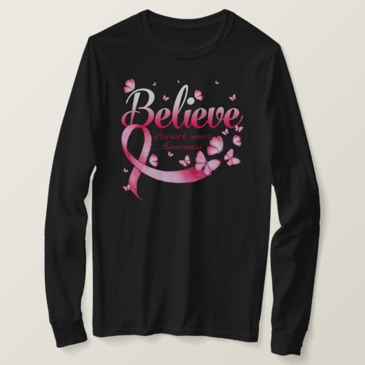 T-shirt Croire le papillon du cancer du sein (Design devant)