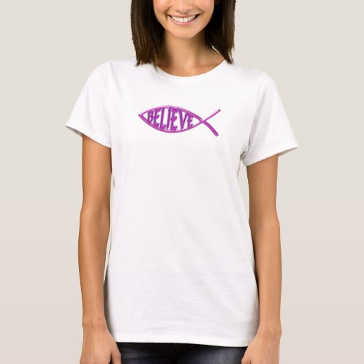 T-shirt Croire le poisson - rose (Devant)