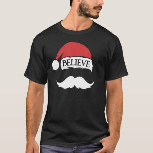 T-shirt Croire Moustache Chapeau de Père Noël Casquette Fa