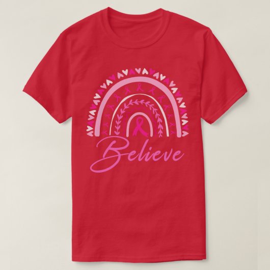 T-shirt Croire Rainbow Sensibilisation Ruban rose (Design devant)