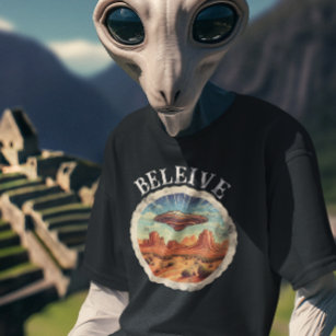 T-shirt Croire UFO Space Ship Grunge
