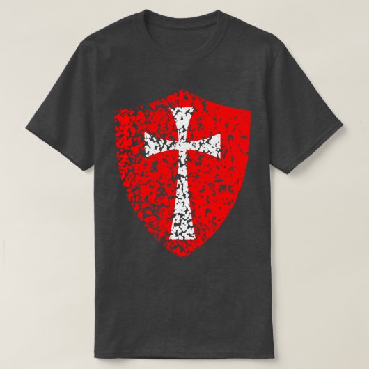T-shirt Croiseur Templier Chevalier Distressé Croix Rouge (Design devant)