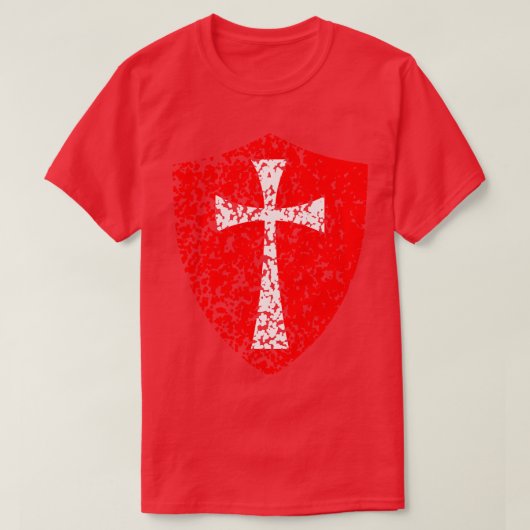 T-shirt Croiseur Templier Chevalier Distressé Croix Rouge (Design devant)
