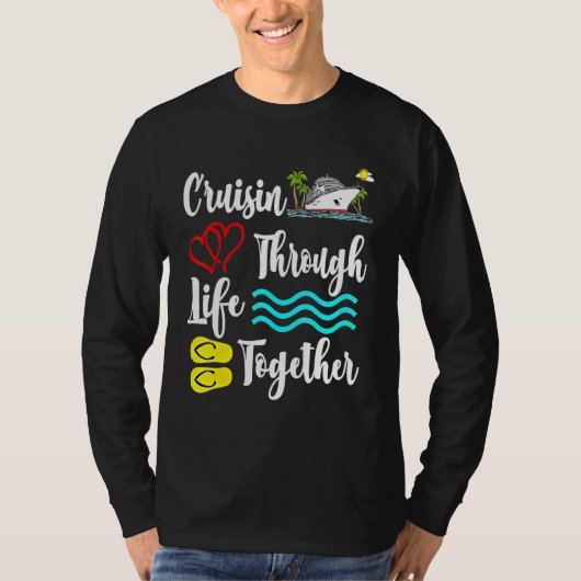 T-shirt Croisière à travers la vie ensemble Cratant bateau (Devant)