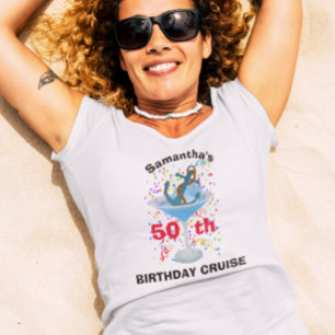 T-shirt Croisière d'anniversaire personnalisée Ancre cockt
