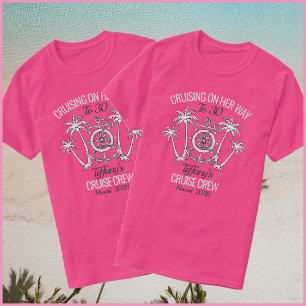 T-shirt Croisière d'anniversaire rose et blanc amusante 20