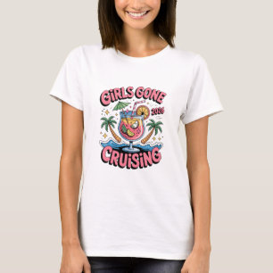 T-shirt Croisière de vacances 2026 pour filles en buvant T