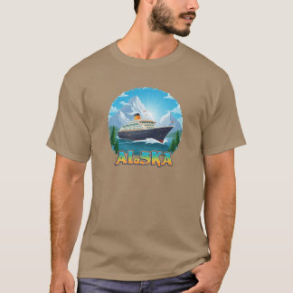 T-shirt Croisière en Alaska Mode Activé sur V Scénique et
