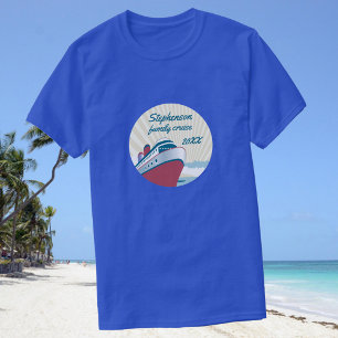 T-shirt Croisière en famille avec bateau de croisière rétr