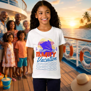 T-Shirt Croisière familiale pour enfants bleu/orange Vacan