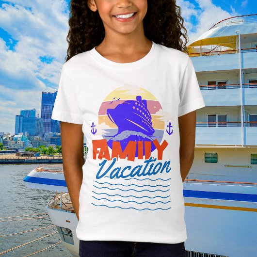 T-Shirt Croisière Famille Enfants Coucher de soleil bleu/o