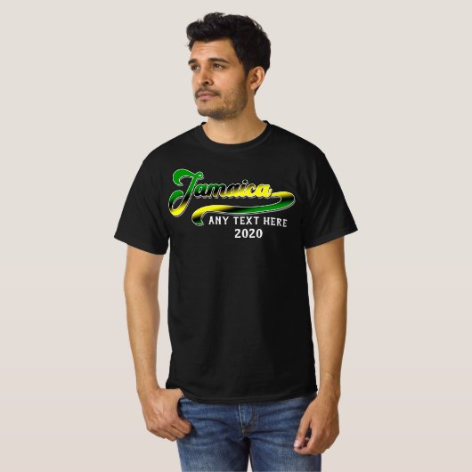 T-shirt Croisière Jamaïcaine Green Black Yellow Text (Devant entier)