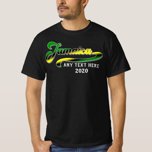 T-shirt Croisière Jamaïcaine Green Black Yellow Text (Devant)