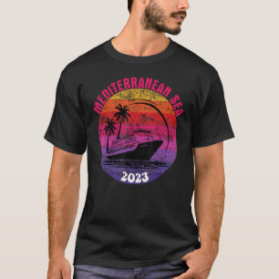 T-shirt Croisière Méditerranée 2023 Retro Sunset Family