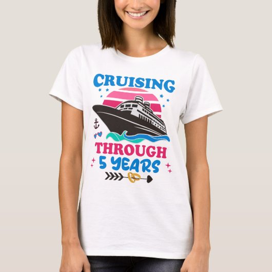 T-shirt Croisière Sur 5 Ans Mariage (Devant)