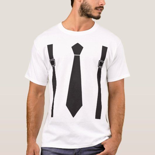 T-shirt Croisillons et grosse cravate (blancs) (Devant)