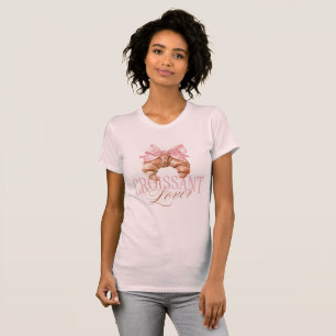 T-shirt Croissant Coquette Français à Ruban Rose Doux