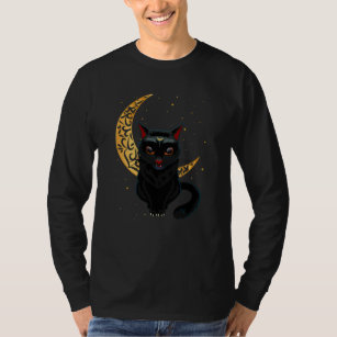 T-shirt Croissant de chat gothique noir Wicca Goth Kitten