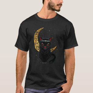 T-shirt Croissant de chat gothique noir Wicca Goth Kitten