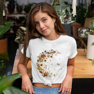 T-shirt Croissant de lune floral l'Art de fleurs pressées