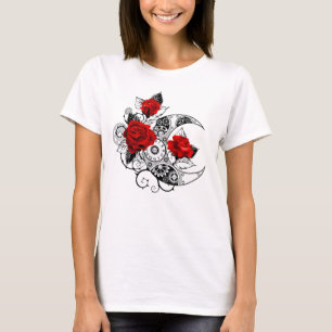 T-shirt Croissant Mécanique avec Roses Rouges