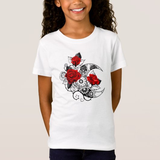 T-Shirt Croissant mécanique avec roses rouges (Devant)