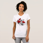 T-shirt Croissant mécanique avec roses rouges (Devant entier)