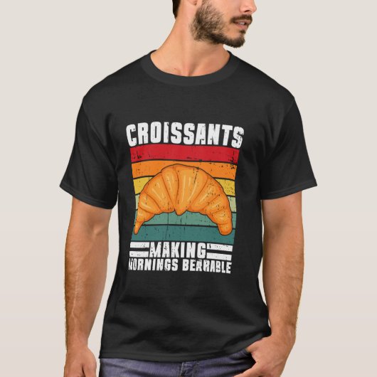 T-shirt Croissants Faisant Les Matins Un Croissant Portabl (Devant)