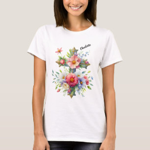 T-shirt Croix Bleue Chrétienne par Fleurs en fleurs
