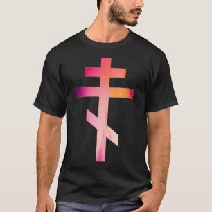 T-shirt Croix byzantine Orthodoxie russe Croix à trois ba