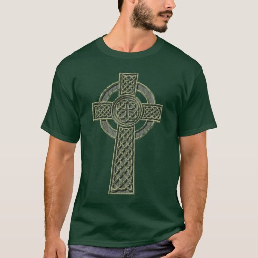 T-shirt Croix celtique - Pierre verte (Devant)