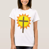 T-shirt Croix chrétienne avec soleil jaune et rayons orang (Devant)