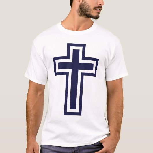 T-shirt Croix chrétienne bleue différentes variantes (Devant)