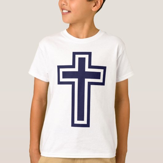 T-shirt Croix chrétienne bleue différentes variantes (Devant)