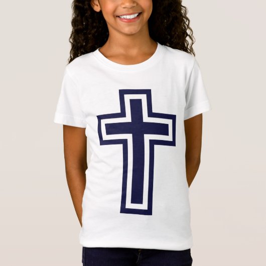 T-Shirt Croix chrétienne bleue différentes variantes (Devant)