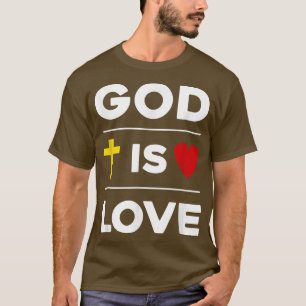 T-shirt Croix chrétienne et coeur Dieu est amour