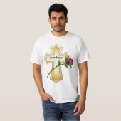 T-Shirt Croix Chrétienne Rose (Devant entier)