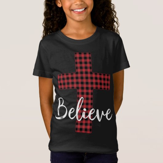 T-Shirt Croix Croire Jésus Buffalo Plaid Christian Christ (Devant)
