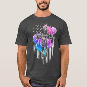 T-shirt Croix d'aquarelle du Rose de foi sur le dos