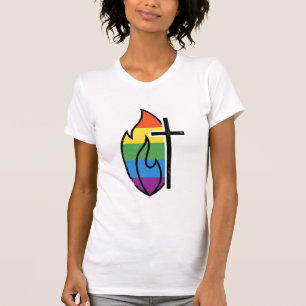 T-shirt Croix de Flamme Arc-en-Ciel Vintage Design Vectori