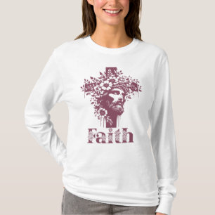 T-shirt Croix de foi Graphique, Floral Christian